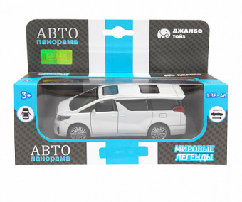 Машина АВТОПАНОРАМА Toyota Alphard, белый, 1/42, инерция, откр. двери, в/к 17,5*12,5*6,5 см