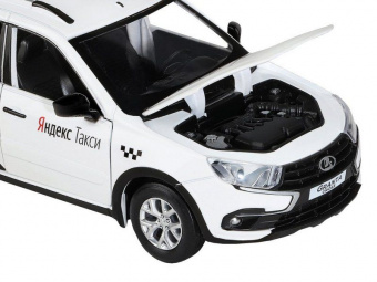 Машина ''АВТОПАНОРАМА'' Яндекс.Такси LADA GRANTA CROSS, белый, 1/24, свет, звук, в/к 24,5*12,5*10,5см