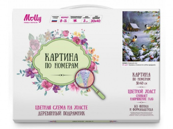 Картина по номерам с цветной схемой на холсте 30х40 Зимний лес (21 цвет)