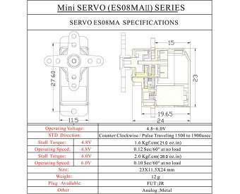 Рулевая машинка EMAX ES08MA II 12g (аналоговая) (2кг; 0,10с)