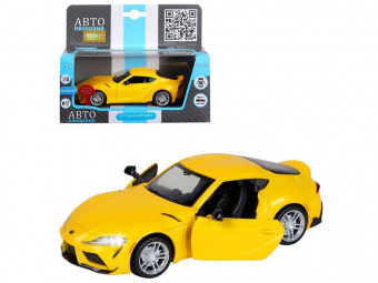 Машина АВТОПАНОРАМА Toyota Supra [US], 1/31, желтый, откр. двери, свет, звук, в/к 18*9*13,5 см