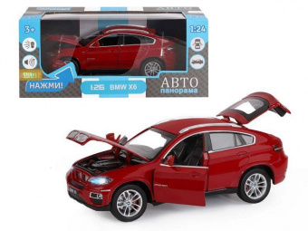 Машина ''АВТОПАНОРАМА'' BMW X6, бордовый, 1/26, в/к 24,5*12,5*10,5 см