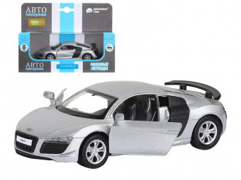 Машина ''АВТОПАНОРАМА'' Audi R8 GT, серебро, 1/43, инерция, в/к 17,5*12,5*6,5 см