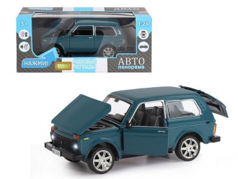 Машина ''АВТОПАНОРАМА'' ВАЗ 21214, 1/22, синий, инерция, в/к 24,5x12,5x10,5 см