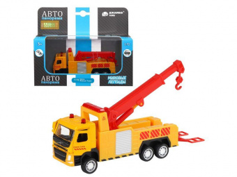 Машина ''АВТОПАНОРАМА'' VOLVO FM Эвакуатор, желтый, 1/72, инерция, в/к 17,5*13*6,5 см