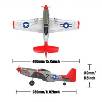 Радиоуправляемый самолет Volantex RC Mustang 400мм (синий) 2.4G 2ch LiPo RTF with Gyro