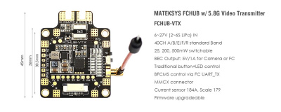 Плата MATEKSYS FCHUB-VTX с видеопередатчиком 5.8Ghz