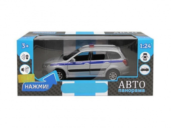 Машина ''АВТОПАНОРАМА'' LADA GRANTA CROSS Полиция, серебро, 1/24, свет, звук, в/к 24,5*12,5*10,5 см