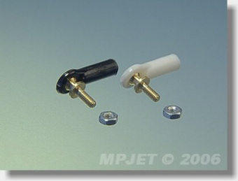 Шарнирный наконечник тяги короткий M2, пластик-латунь, 4мм, M2-М2, черный, MPJet, 2шт.