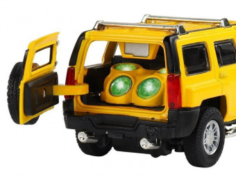 Машина ''АВТОПАНОРАМА'' Hummer H3, желтый, 1/32, свет, звук, инерция, в/к 17,5*13,5*9 см