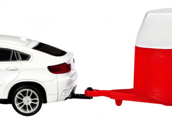 Машина АВТОПАНОРАМА BMW X6 c прицепом, 1/43, открываются передние двери, инерция, в/к