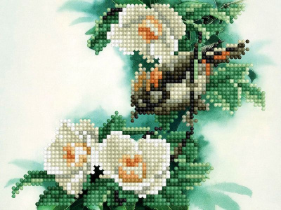 Картина мозаикой 15х20 ПТИЦА НА ВЕТКЕ (16 цветов)