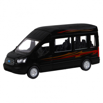 Машина АВТОПАНОРАМА Ford Transit, черный, 1/52, инерция, откр. двери, в/к 17,5*12,5*6,5 см