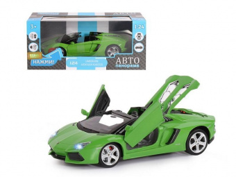 Машина ''АВТОПАНОРАМА'' Lamborghini Aventador Roadster-OPEN, зеленый, 1/24, в/к 24,5*12,5*10,5 см