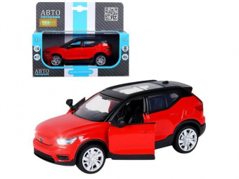 Машина АВТОПАНОРАМА Volvo XC40, 1/32, красный, инерция, свет, звук, в/к 17,5*13,5*9 см