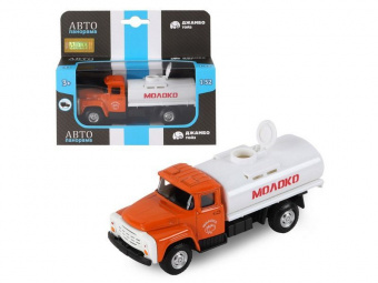 Машина ''АВТОПАНОРАМА'' Молоко, 1:52, цвет оранжевый, инерция, в/к 16,1*6,1*7,6 см