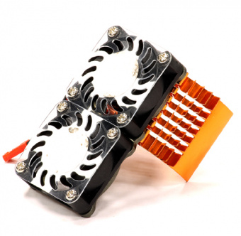 Радиатор с двумя куллерами (оранж) для 750 двигателя Traxxas Summit & Revo