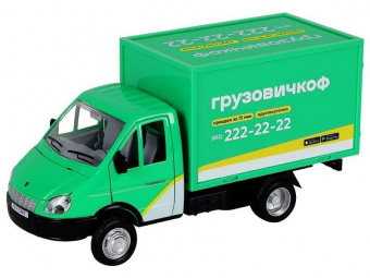 Машина АВТОПАНОРАМА ГАЗель-бизнес Грузовичкоф, 1/28, зеленый, свет, звук, в/к 24*14*12 см