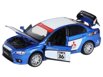 Машина АВТОПАНОРАМА Mitsubishi Lancer Evolution, 1/32, синий, свет, звук, в/к 18*9*13,5 см