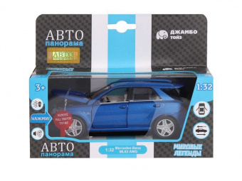 Машина ''АВТОПАНОРАМА'' Mercedes-Benz ML63 AMG, синий, 1/32, свет, звук, инерция, в/к 17,5*13,5*9 см