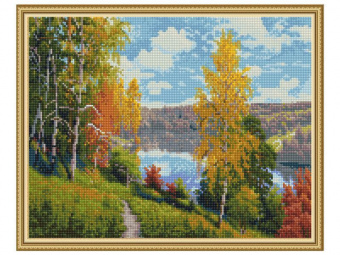Картина мозаикой с нанесенной рамкой 40х50 И.ПРИЩЕПА. ОСЕННИЙ ДЕНЬ (31 цвет)