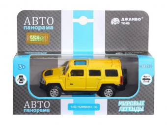 Машина ''АВТОПАНОРАМА'' Hummer H3, желтый, 1/43, инерция, в/к 17,5*12,5*6,5 см