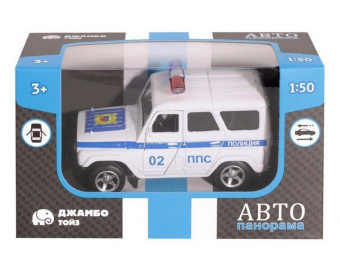 Машина ''АВТОПАНОРАМА'' Полиция, белый, 1/50, инерция, в/к 12*7*5,5 см