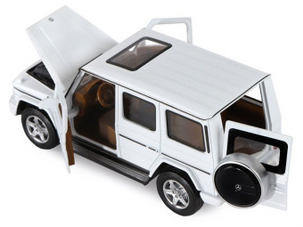 Машина АВТОПАНОРАМА Mercedes-Benz G350d, белый, 1/32, свет, звук, инерция, в/к 18*9*13,5 см