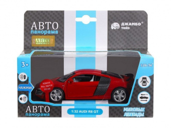 Машина ''АВТОПАНОРАМА'' Audi R8 GT, красный, 1/32, свет, звук, инерция, в/к 17,5*13,5*9 см