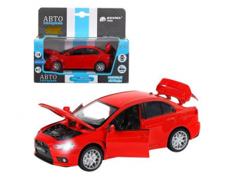 Машина АВТОПАНОРАМА Mitsubishi Lancer Evolution, 1/32, красный, свет, звук, в/к 17,5*12,5*6,5 см