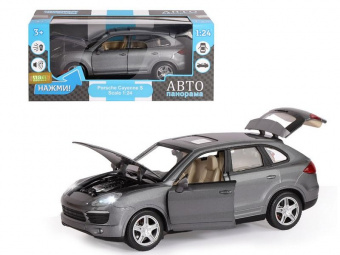 Машина ''АВТОПАНОРАМА'' Porsche Cayenne S, серый, 1/24, свет, звук, в/к 24,5*12,5*10,5 см