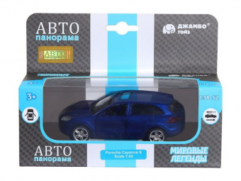 Машина ''АВТОПАНОРАМА'' Porsche Cayenne S, синий перламутр, 1/43, инерция, в/к 17,5*12,5*6,5 см