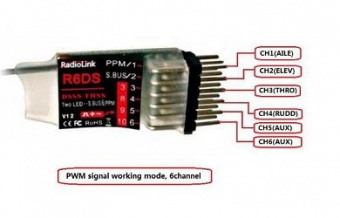 10-канальный приемник RadioLink R6DS (S-BUS, совместимость - AT9, AT9S, AT10, AT10II)
