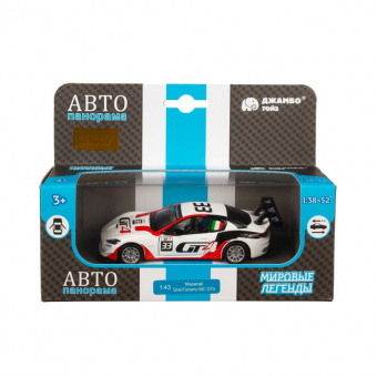 Машина АВТОПАНОРАМА Maserati Gran Turismo MC GT4, белый, 1/43, откр. двери, в/к 17,5*12,5*6,5 см