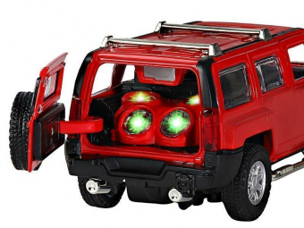 Машина ''АВТОПАНОРАМА'' Hummer H3, красный, 1/32, свет, звук, инерция, в/к 17,5*13,5*9 см