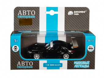 Машина АВТОПАНОРАМА BMW Z4 GT3, 1/38, черный, инерция, откр. двери, в/к 17,5*12,5*6,5 см