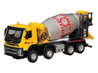 Машина ''АВТОПАНОРАМА'' Volvo бетономешалка, желтый, 1/50, свет, звук, в/к 28*14*10 см