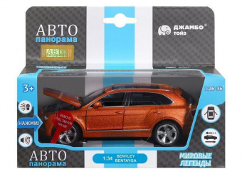 Машина ''АВТОПАНОРАМА'' Bentley Bentayga, оранжевый, 1/34, свет, звук, инерция, в/к 17,5*13,5*9 см