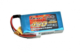 Аккумулятор Gens Ace 450 mAh 2S 7.4V 30C LiPo JST