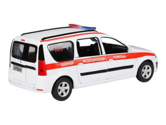 Машина ''АВТОПАНОРАМА'' LADA LARGUS Скорая помощь, 1/24, свет, звук, инерция, в/к 24,5*12,5*10,5 см