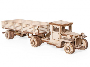 Деревянный конструктор Lemmo Грузовичок ЛТ с прицепом, 58 деталей