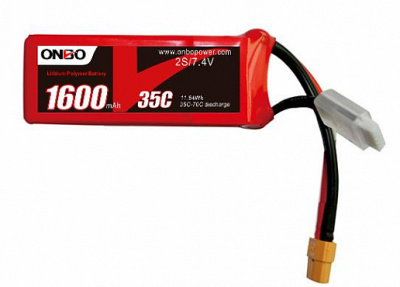 Аккумулятор LiPo Onbo 1600mAh 2S 7.4V (35C) T-dean