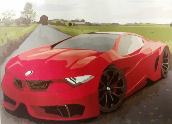 Спортивная красная машина. Картина по номерам 40х50