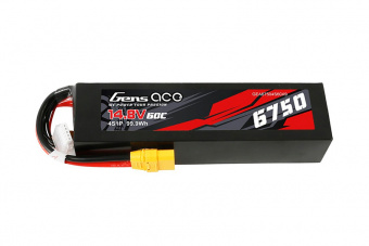 Аккумулятор GensAce 6750mAh 14.8V 60C 4S1P Lipo с разъемом XT90 (Soft case)