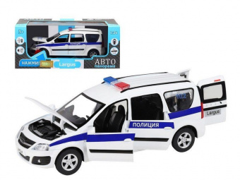 Машина ''АВТОПАНОРАМА'' LADA LARGUS Полиция, 1/24, свет, звук, инерция, в/к 24,5*12,5*10,5 см