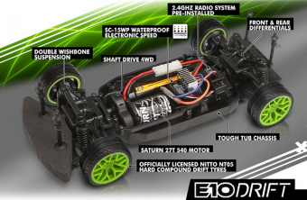Радиоуправляемый автомобиль HPI 1:10 E10 Ford Mustang Vaughn Gittin JR. 4WD 2.4 Ghz, электро, RTR
