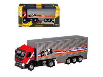 Машина ''АВТОПАНОРАМА'' Volvo, красный, 1/50, свет, звук, в/к 28*14*10 см