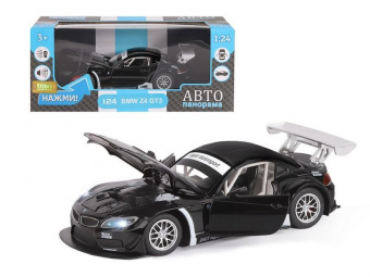 Машина ''АВТОПАНОРАМА'' BMW Z4 GT3, черный, 1/24, свет, звук, в/к 24,5*12,5*10,5 см