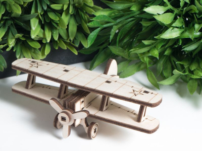 Деревянный конструктор Lemmo Самолет И-15, 14 деталей