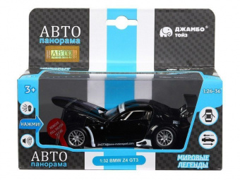 Машина ''АВТОПАНОРАМА'' BMW Z4 GT, черный, 1/32, свет, звук, инерция, в/к 17,5*13,5*9 см